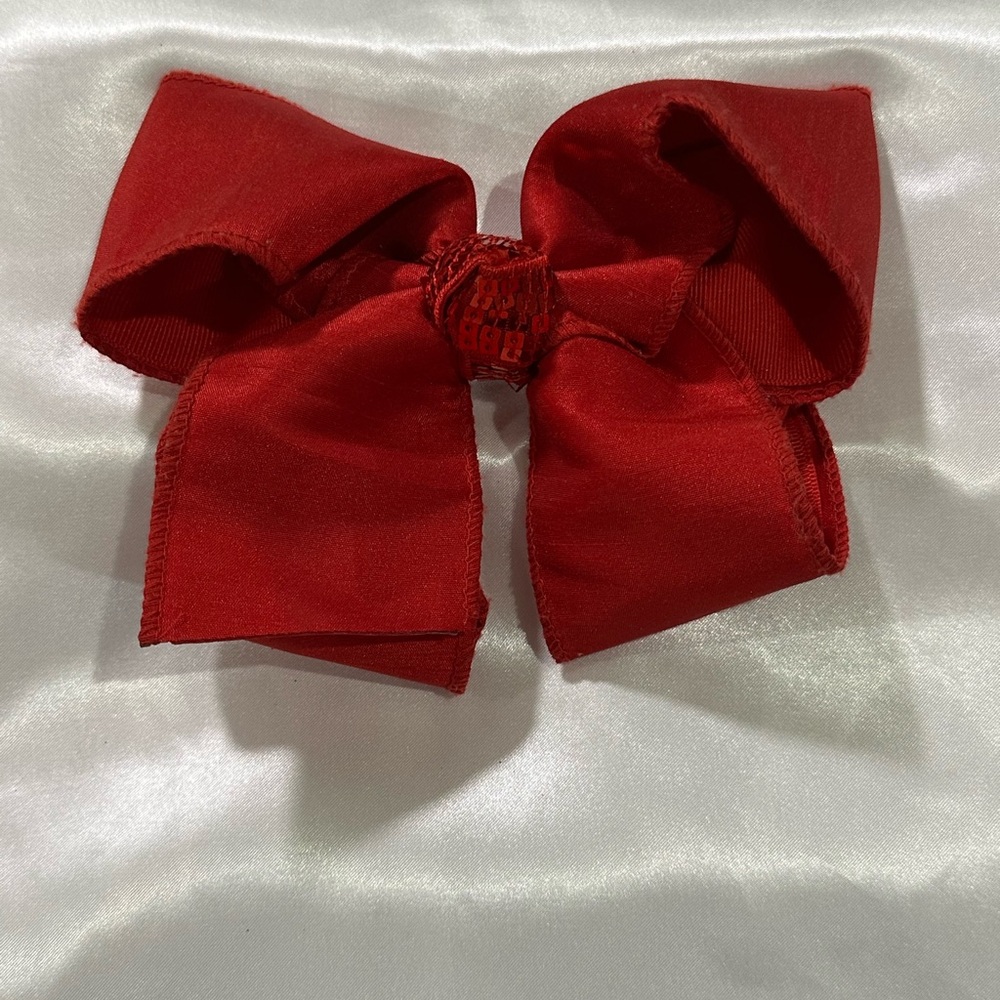 Red Satin Hair Bow- bundle 2+ and save on shipping costs